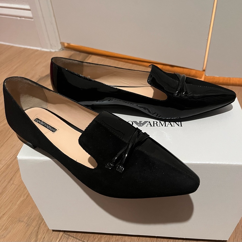 Emporio Armani Women's Black Patent Loafers